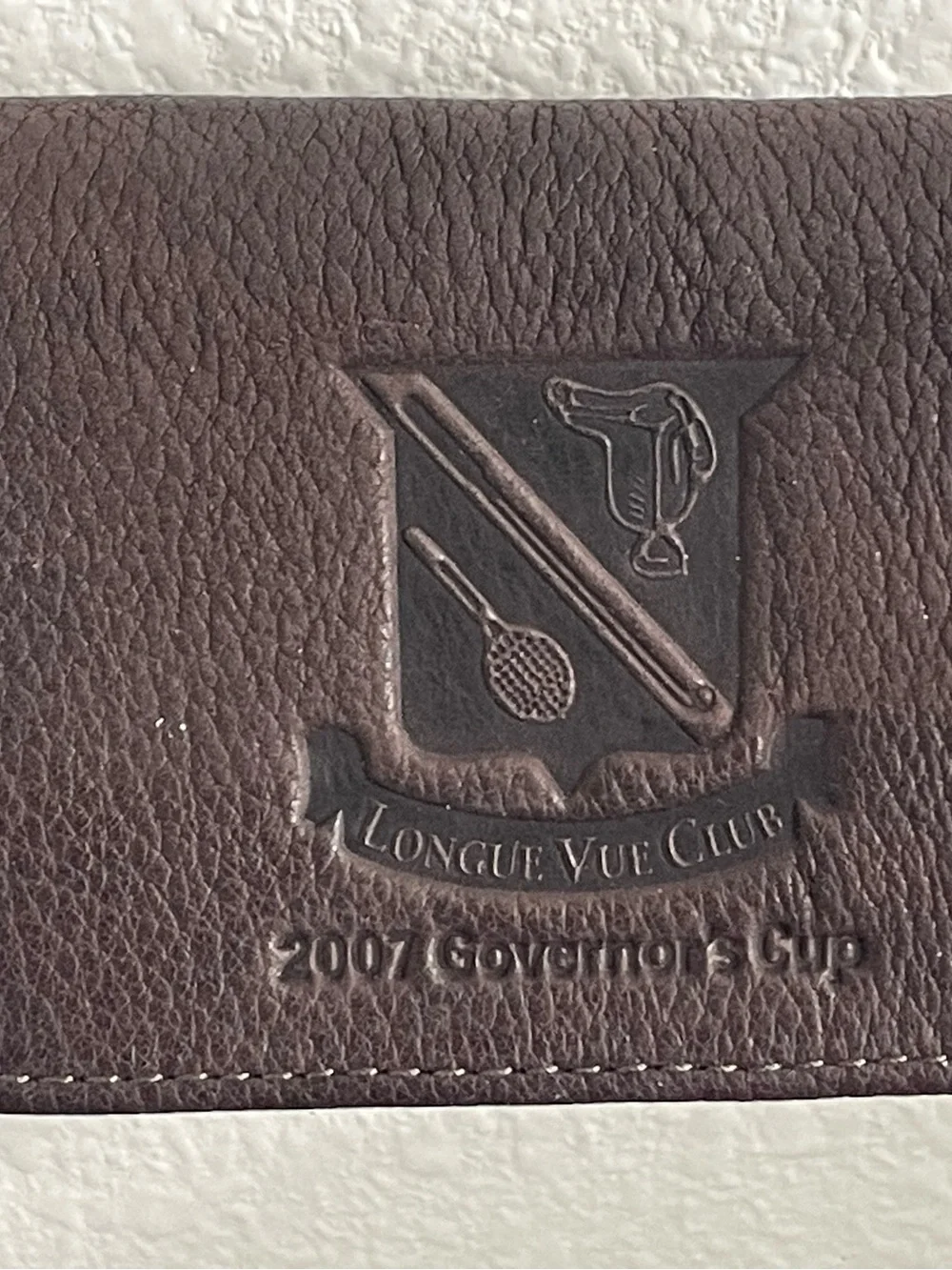 Longue Vue Club 2007 Governors Cup Embossed Leather Men’s Wallet - Dark Brown